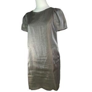 Jigott metallic sheath dress,‎ pockets, lined silver gray SZ 6-8,  Korean brand